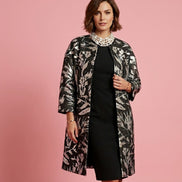 Penelope - Giacca 3/4 in broccato ramage argento e nero
