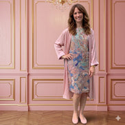 LUCE - Spolverino in 100% seta - rosa con fantasia cachemire sul retro