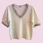 CHANELLINA Knit – Maglioncino a mezza manica con passamaneria Couture applicata a mano