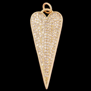 CHARM Cuore allungato Gold - cm 4 ottone placcato oro giallo 18kt con pavé di zirconi