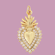 CHARM Cuore Sacro Gold - cm 2,5 ottone placcato oro giallo 18kt con pavé di zirconi