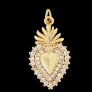 CHARM Cuore Sacro Gold - cm 2,5 ottone placcato oro giallo 18kt con pavé di zirconi