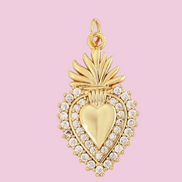 CHARM Cuore Sacro Gold - cm 2,5 ottone placcato oro giallo 18kt con pavé di zirconi