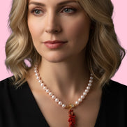 Collezione Mediterranea - Collana perle coltivate con charm corallo rosso naturale