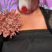 INCANTEVOLE -  MEDITERRANEA Chocker  contrarie’  1 giro corallo rosso con rosa