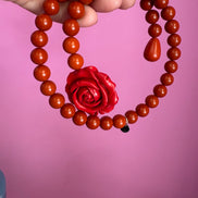 INCANTEVOLE -  MEDITERRANEA Chocker  contrarie’  1 giro corallo rosso con rosa