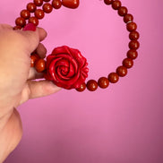 INCANTEVOLE -  MEDITERRANEA Chocker  contrarie’  1 giro corallo rosso con rosa