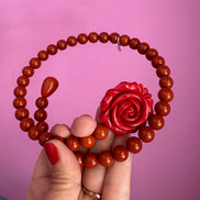 INCANTEVOLE -  MEDITERRANEA Chocker  contrarie’  1 giro corallo rosso con rosa