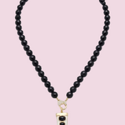 Halskette LUCE - ONYX 10mm - Schmuckverschluss - 50cm - Charm Luce