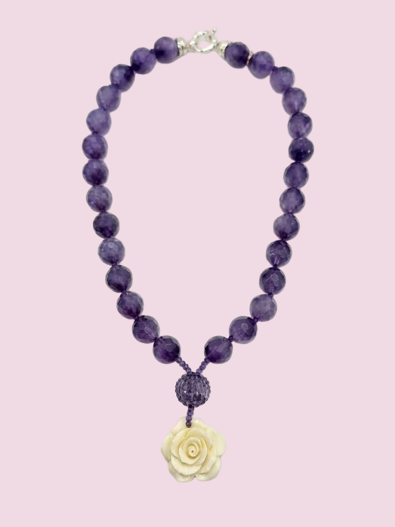 Collana Ametista & Rosa Haute Couture