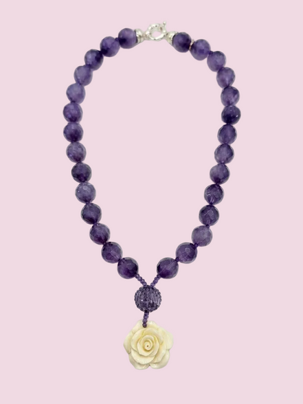 Collana Ametista & Rosa Haute Couture