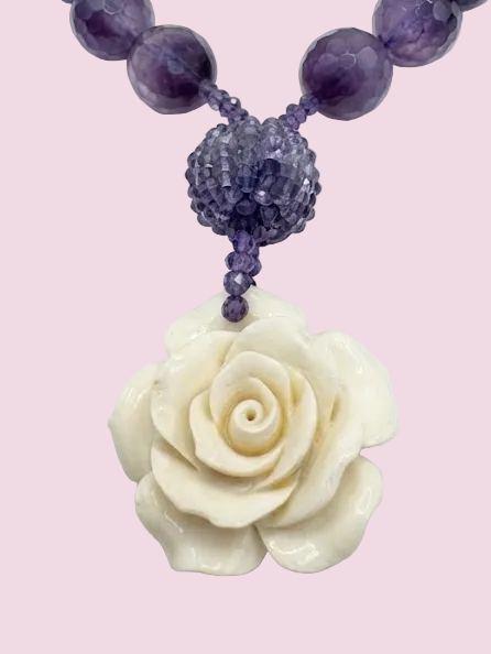 Collana Ametista & Rosa Haute Couture