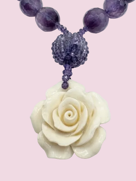 Collana Ametista & Rosa Haute Couture