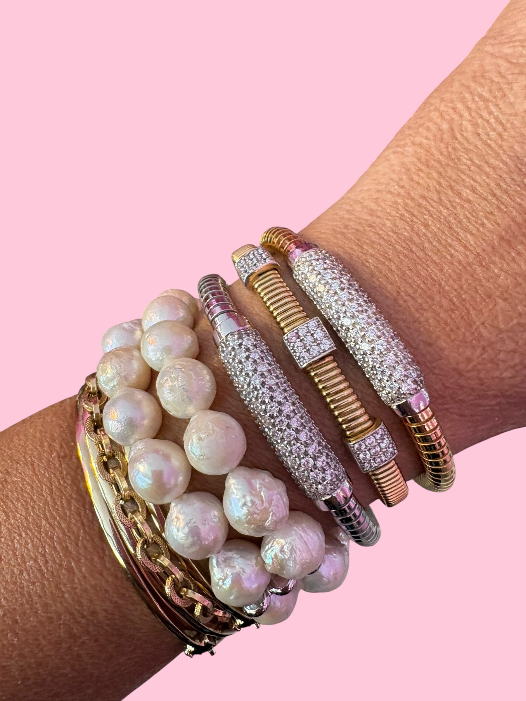 Bracciale ROUND Tubogas argento 925 con zirconi