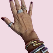 Bracciale Tubogas Flessibile Contrarié -  cm 1 acciaio con terminali in pavé di zirconi