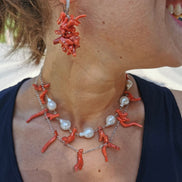 chocker - perle e catena  argento 925 rodio