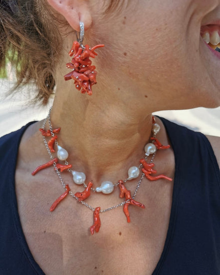 chocker - perle e catena  argento 925 rodio