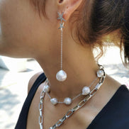 chocker - perle e catena  argento 925 rodio