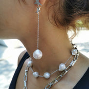 chocker - perle e catena  argento 925 rodio