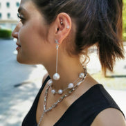 chocker - perle e catena  argento 925 rodio