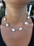 chocker - perle e catena  argento 925 rodio