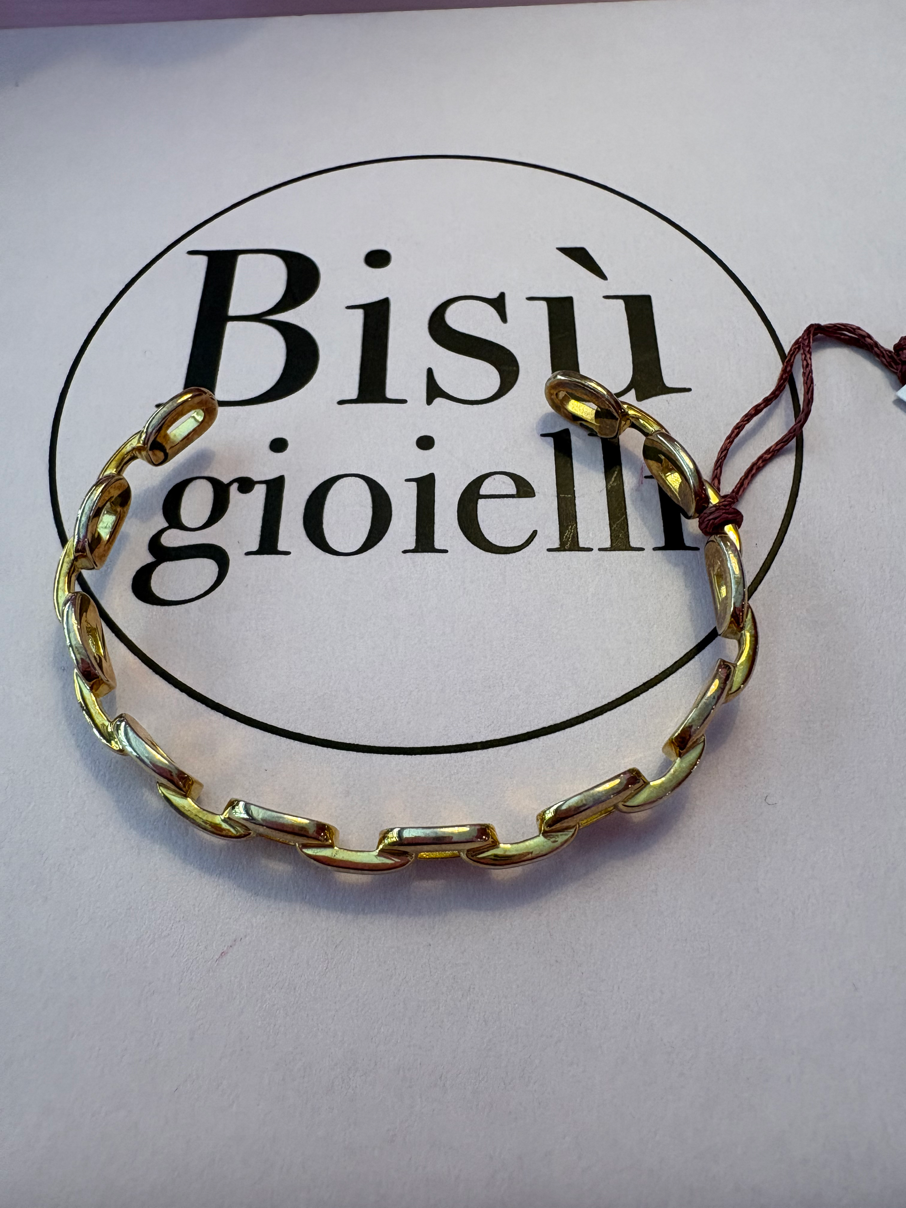 Bangle CATENA -  Bracciale rigido argento 925 oro giallo