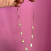 chocker - perle e catena  argento 925 rodio