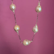 chocker - perle e catena  argento 925 rodio