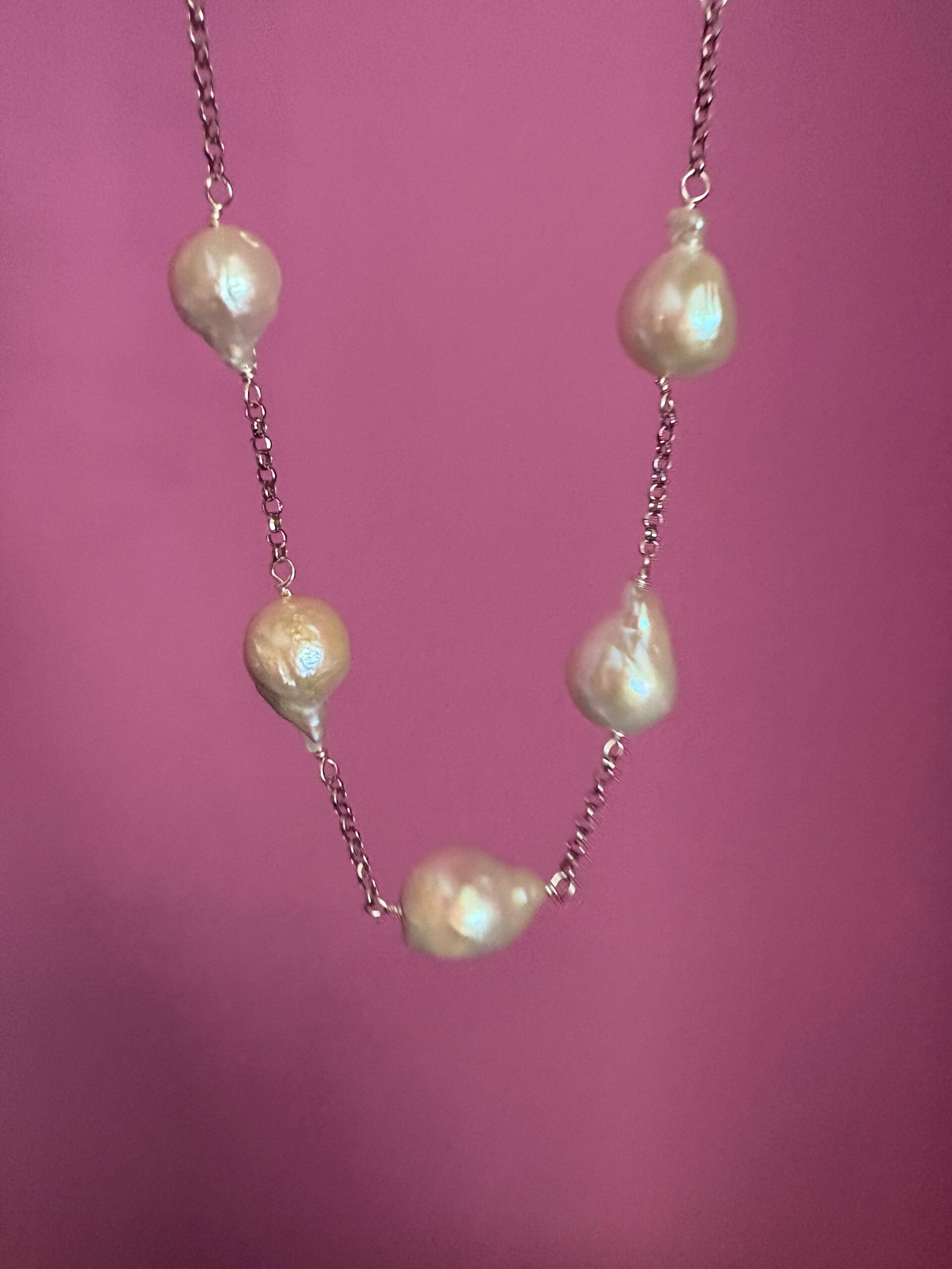 chocker - perle e catena  argento 925 rodio
