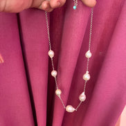 chocker - perle e catena  argento 925 rodio