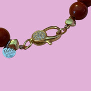 Collana MEDITERRANEA - Corallo rosso   mm 10 - chiusura gioiello argento 925 - cm 60 - pesce smalto rosso
