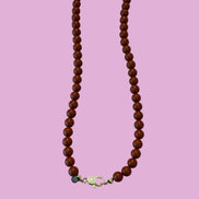 Collana MEDITERRANEA - Corallo rosso   mm 10 - chiusura gioiello argento 925 - cm 60 - pesce smalto rosso