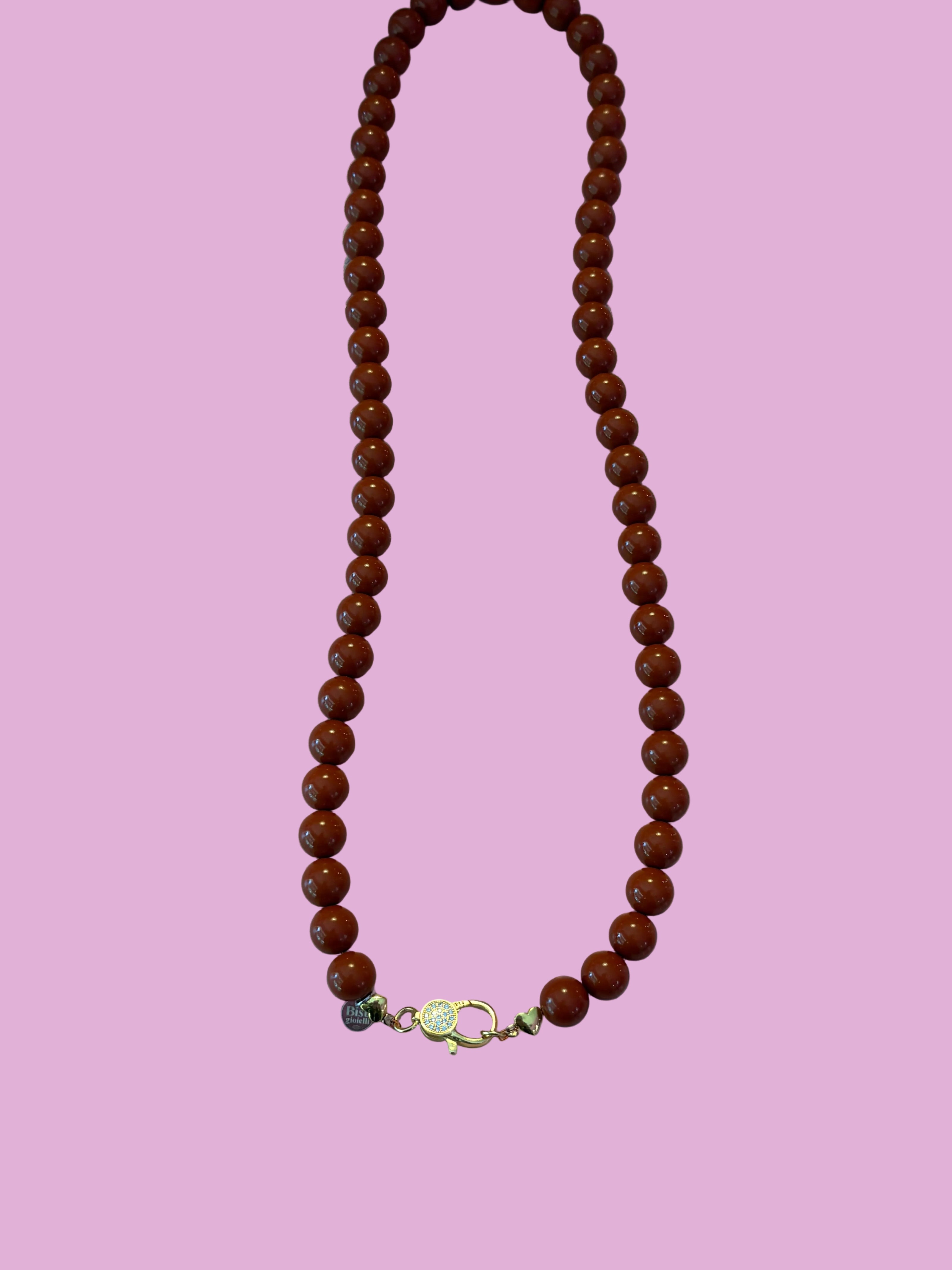 Collana MEDITERRANEA - Corallo rosso   mm 10 - chiusura gioiello argento 925 - cm 60 - pesce smalto rosso