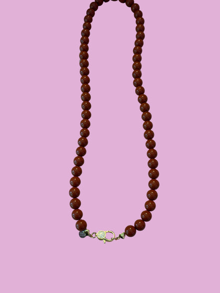 Collana MEDITERRANEA - Corallo rosso   mm 10 - chiusura gioiello argento 925 - cm 60 - pesce smalto rosso