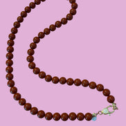 Collana MEDITERRANEA - Corallo rosso   mm 10 - chiusura gioiello argento 925 - cm 60 - pesce smalto rosso