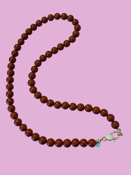 Collana MEDITERRANEA - Corallo rosso   mm 10 - chiusura gioiello argento 925 - cm 60 - pesce smalto rosso