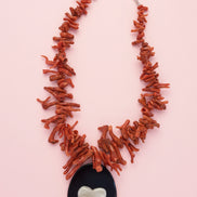 Collezione Mediterranea - Collana di Corallo rosso naturale e cuore corno