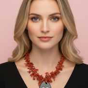 Collezione Mediterranea - Collana di Corallo rosso naturale e cuore corno