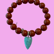 Bracciale Bisette - JAIPUR Medietrranea  corallo rosso  con charm cuore amazzonite