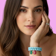 Bracciale Bisette - JAIPUR OCEANO turchese  con charm agata fucsia