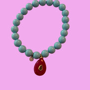 Bracciale Bisette - JAIPUR OCEANO turchese  con charm agata fucsia
