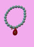 Bracciale Bisette - JAIPUR OCEANO turchese  con charm agata fucsia