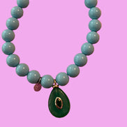 Bracciale Bisette - JAIPUR OCEANO turchese  con charm agata verde