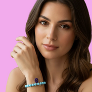 Bracciale Bisette - JAIPUR OCEANO turchese  con charm agata viola