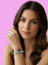 Bracciale Bisette - JAIPUR OCEANO turchese  con charm agata viola