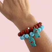 Bracciale Bisette - JAIPUR  OCEANO   turchese  con charm pesciolino turchese