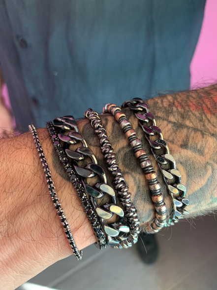 Tennis  - UOMO -bracciale argento 925 rodio con zirconi neri