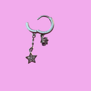 Orecchini Stelline Hoop Argento 925 rodiato con zirconi