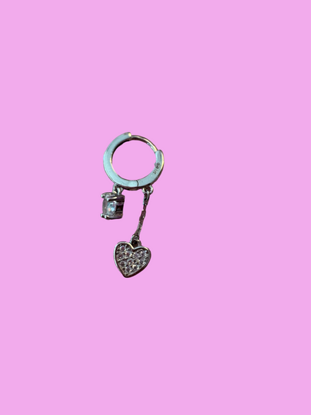 Orecchini CUORICINI Hoop Argento 925 rodiato con zirconi