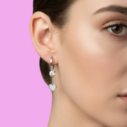 Orecchini CUORICINI Hoop Argento 925 rodiato con zirconi